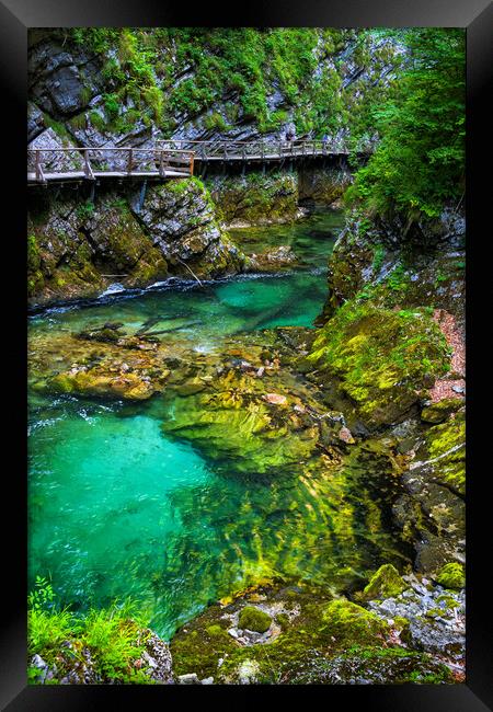 The Vintgar Gorge Scenic Landscape In Slovenia Framed Print by Artur Bogacki