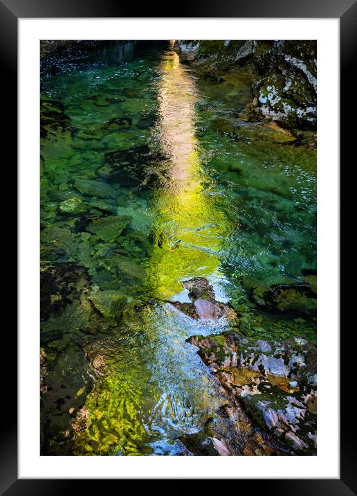Sunlight Reflection In River Of Vintgar Gorge Framed Mounted Print by Artur Bogacki