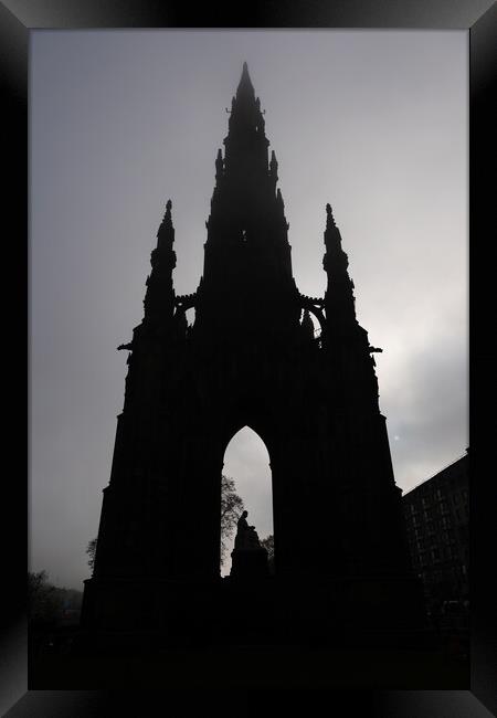 Scott Monument Silhouette In Edinburgh Framed Print by Artur Bogacki