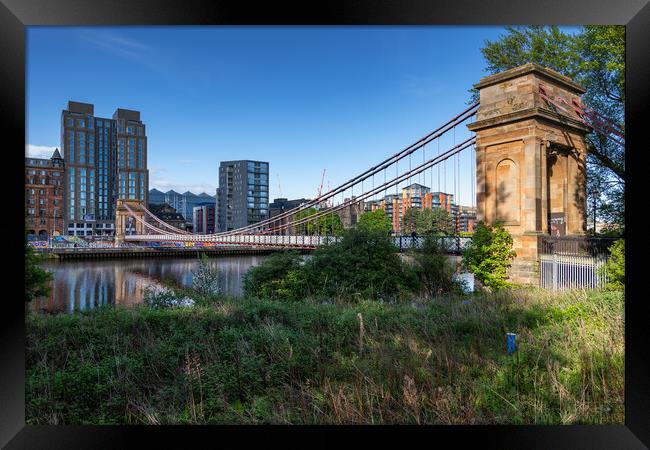 South Portland Street Suspension Bridge In Glasgow, Scotland Framed Print by Artur Bogacki