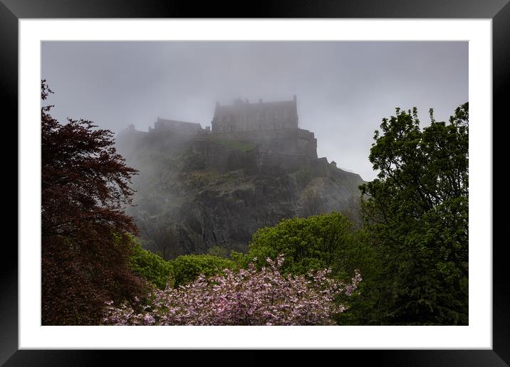 Edinburgh Castle In Fog At Dusk Framed Mounted Print by Artur Bogacki