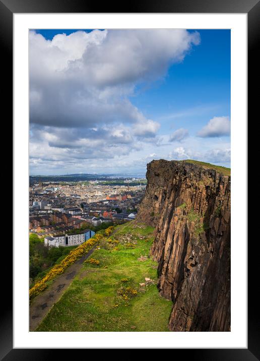 Edinburgh City From Salisbury Crags Framed Mounted Print by Artur Bogacki