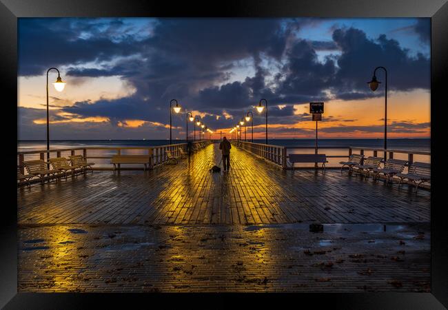 Baltic Sea Pier After Rain At Dawn Framed Print by Artur Bogacki