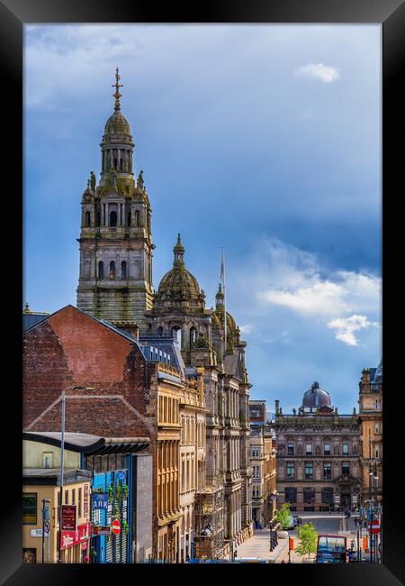 Glasgow Center With City Chambers Tower Framed Print by Artur Bogacki