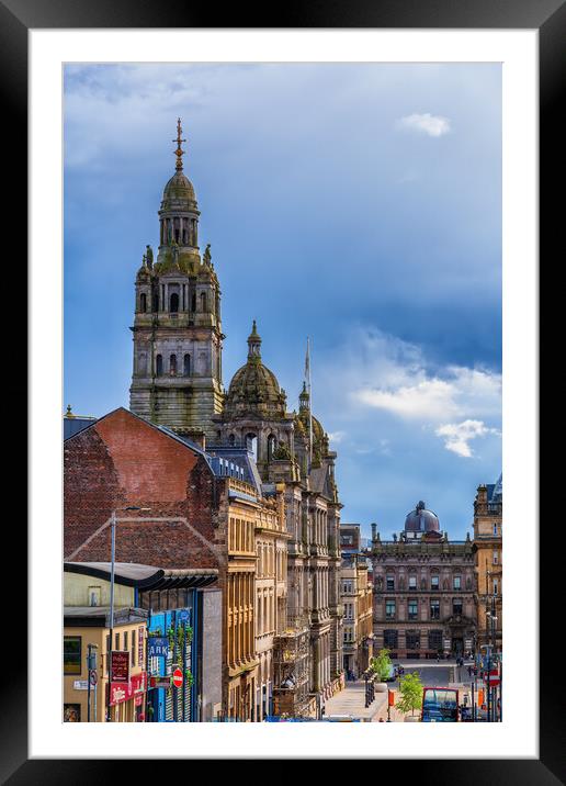 Glasgow Center With City Chambers Tower Framed Mounted Print by Artur Bogacki