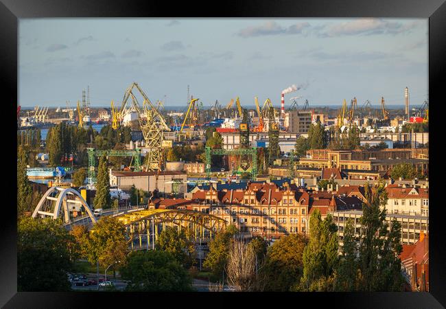 Gdansk Shipyard Industrial Cityscape In Poland Framed Print by Artur Bogacki