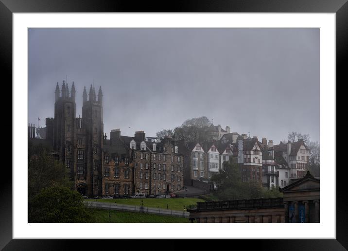 Edinburgh Old Town Skyline On Foggy Day Framed Mounted Print by Artur Bogacki