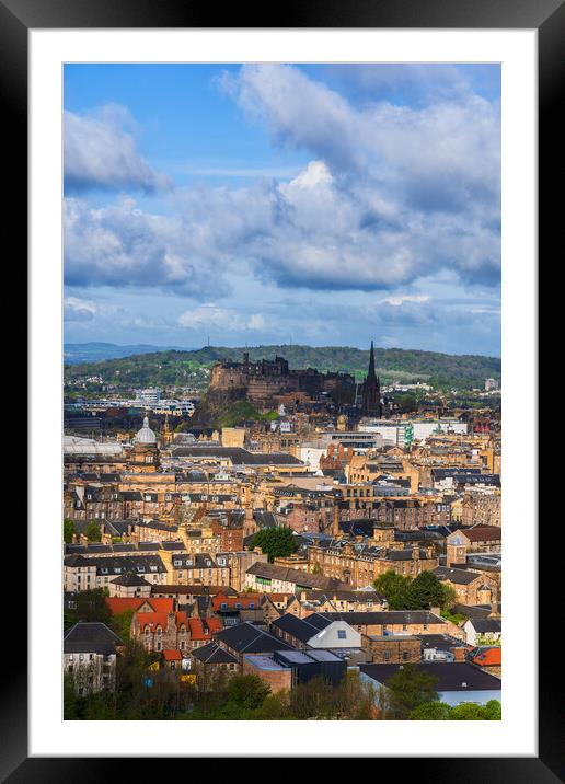 Edinburgh Cityscape With Old Town Framed Mounted Print by Artur Bogacki