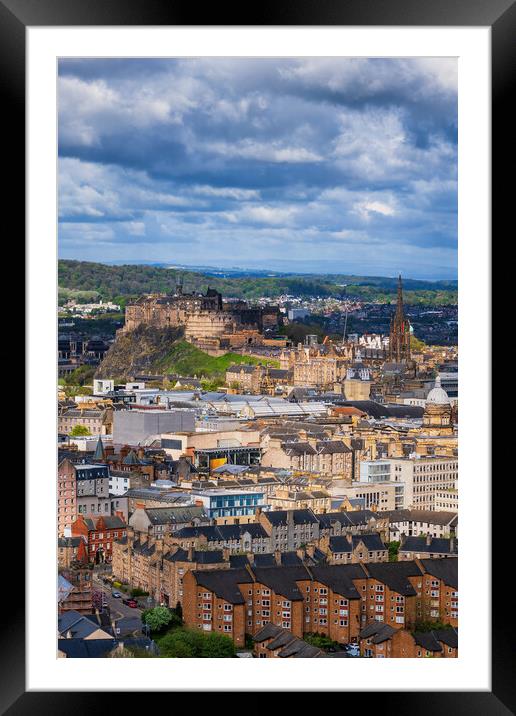 Edinburgh Cityscape In Scotland Framed Mounted Print by Artur Bogacki