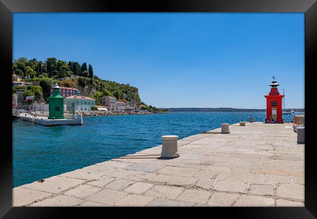 Seaside Promenade At Port Entrance In Piran Framed Print by Artur Bogacki