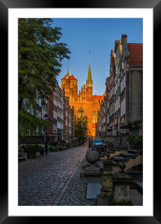 Sunrise At Mariacka Street In Old Town Of Gdansk Framed Mounted Print by Artur Bogacki