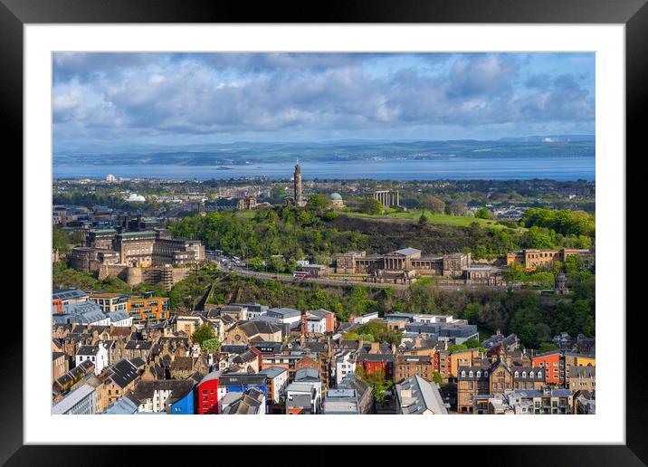 Edinburgh Cityscape With Calton Hill Framed Mounted Print by Artur Bogacki