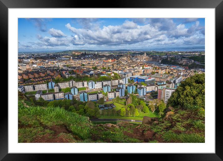 Edinburgh Cityscape Hilltop View Framed Mounted Print by Artur Bogacki