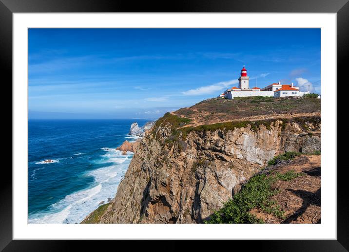 Cabo da Roca Lighthouse In Portugal Framed Mounted Print by Artur Bogacki