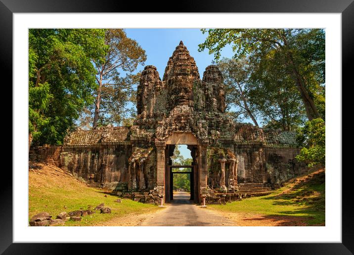 Victory Gate to Angkor Thom in Cambodia Framed Mounted Print by Artur Bogacki
