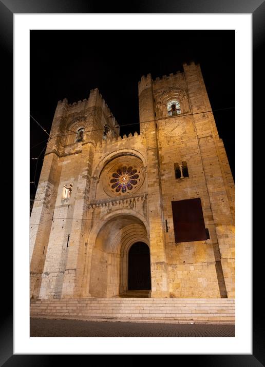 Lisbon Cathedral At Night In Portugal Framed Mounted Print by Artur Bogacki