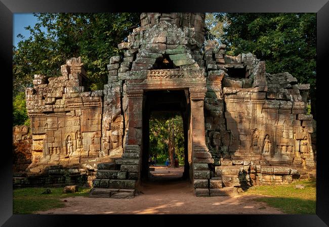 Gate To Banteay Kdei Temple In Cambodia Framed Print by Artur Bogacki