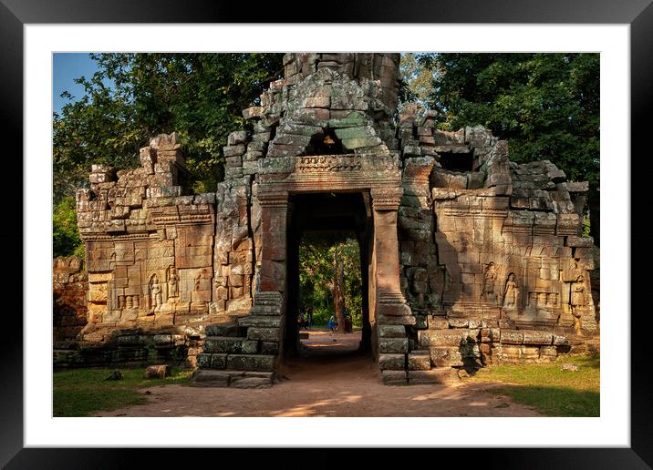 Gate To Banteay Kdei Temple In Cambodia Framed Mounted Print by Artur Bogacki