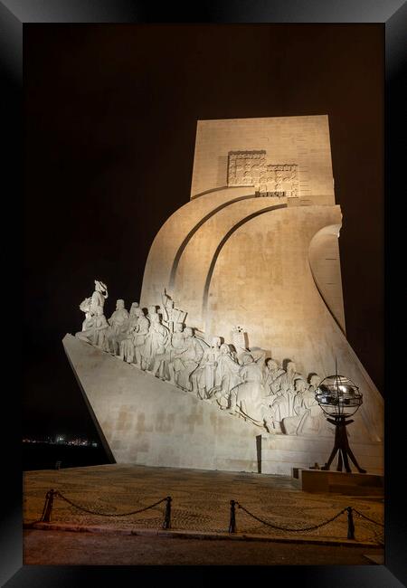 Monument to the Discoveries at Night in Lisbon Framed Print by Artur Bogacki