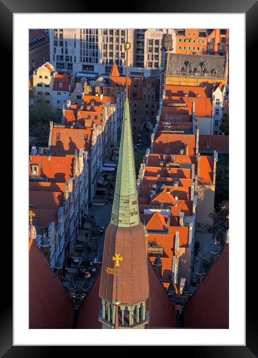 View Above Mariacka Street In Gdańsk Framed Mounted Print by Artur Bogacki