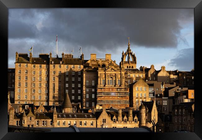 Old Town in City of Edinburgh at Sunset Framed Print by Artur Bogacki