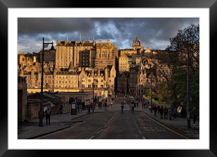 Old Town of Edinburgh City at Sunset in Scotland Framed Mounted Print by Artur Bogacki