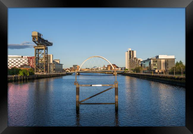 Glasgow Skyline With Clyde Arc And Finnieston Crane Framed Print by Artur Bogacki