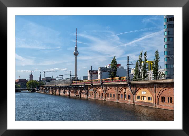 Jannowitzbrucke Train Station At River Spree In Berlin Framed Mounted Print by Artur Bogacki