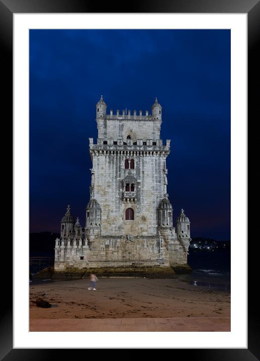 Belem Tower At Night In Lisbon Framed Mounted Print by Artur Bogacki