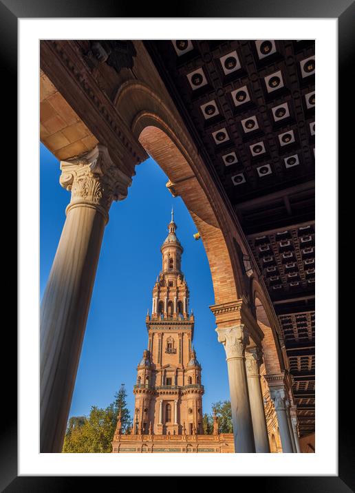Plaza de Espana North Tower in Seville Framed Mounted Print by Artur Bogacki