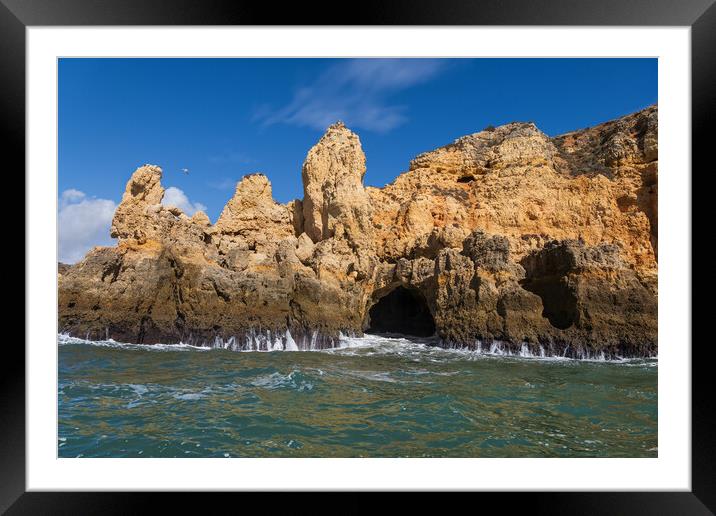 Algarve Coastline With Cave From The Atlantic Ocean Framed Mounted Print by Artur Bogacki