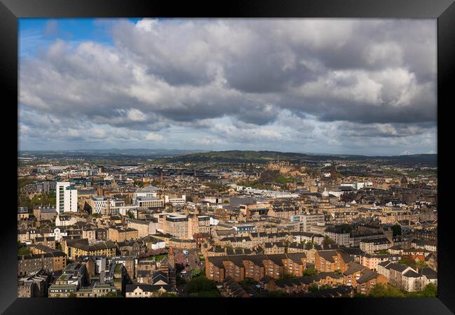 Edinburgh City Aerial View Cityscape Framed Print by Artur Bogacki