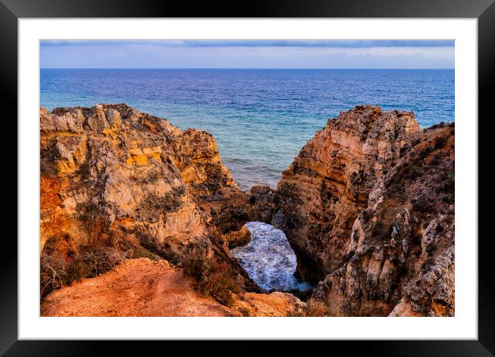 Cathedral Arch At Algarve Coast In Portugal Framed Mounted Print by Artur Bogacki