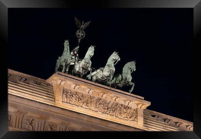 Brandenburg Gate Quadriga At Night In Berlin Framed Print by Artur Bogacki