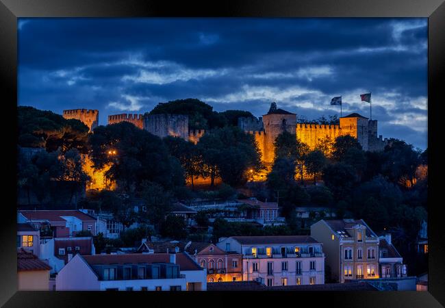 Castle of Sao Jorge at Dusk in Lisbon Framed Print by Artur Bogacki