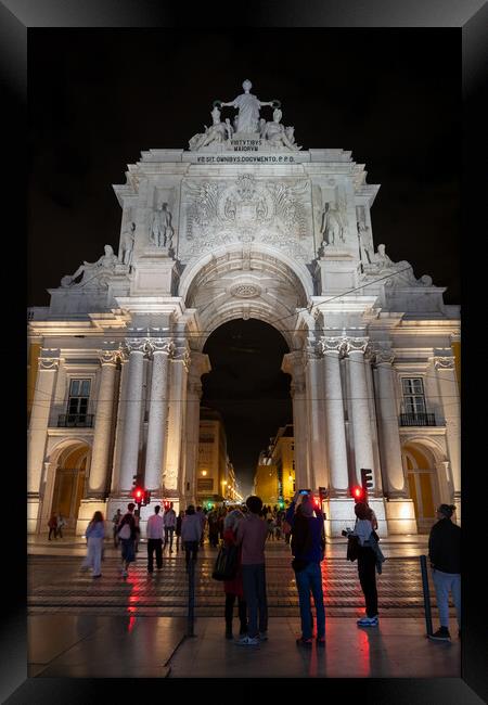 Rua Augusta Arch At Night In Lisbon Framed Print by Artur Bogacki