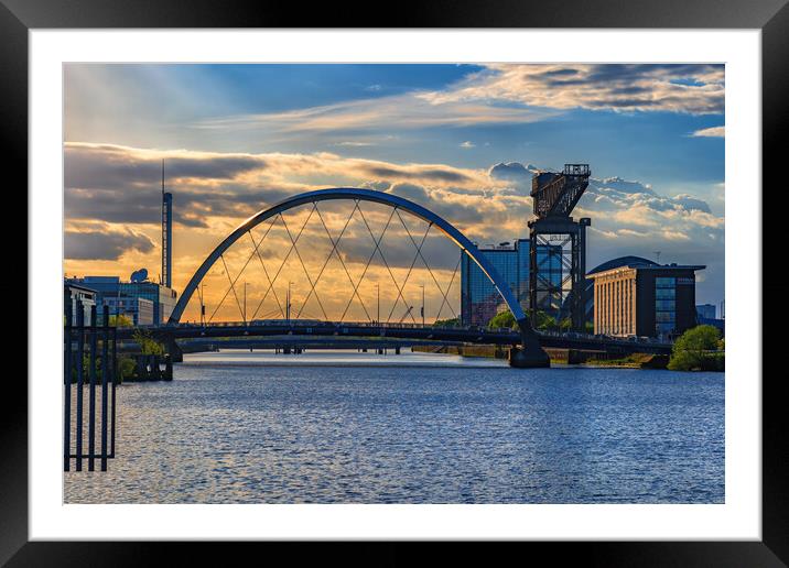 Clyde Arc Bridge At Sunset In Glasgow Framed Mounted Print by Artur Bogacki