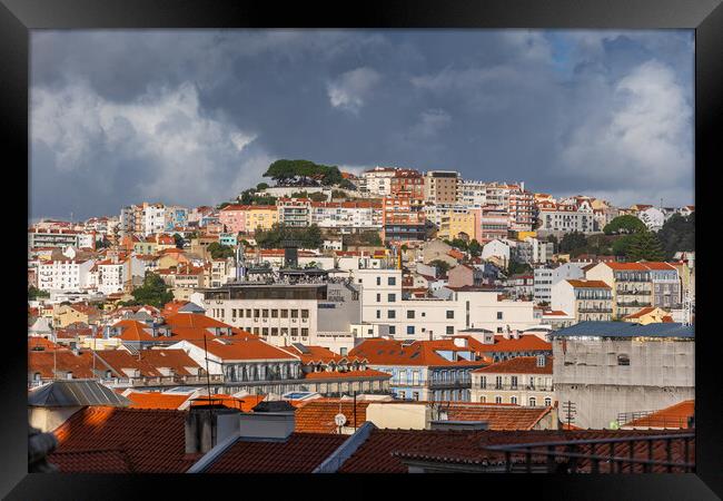 Lisbon Cityscape In Portugal Framed Print by Artur Bogacki