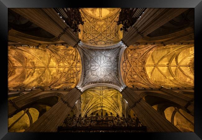 Seville Cathedral Interior Gothic Architecture Framed Print by Artur Bogacki