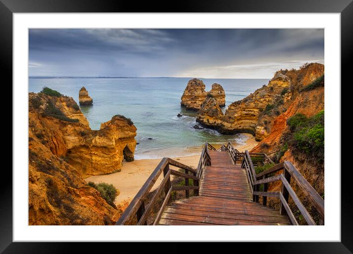 Camilo Beach On Algarve Coast In Portugal Framed Mounted Print by Artur Bogacki