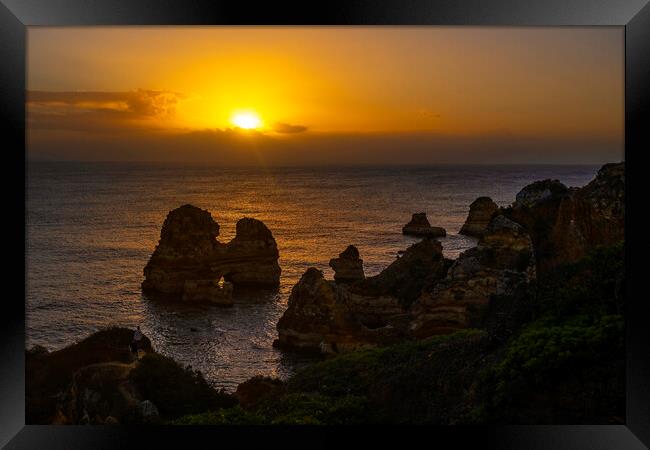 Algarve Coast At Sunrise In Portugal Framed Print by Artur Bogacki