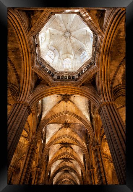 Gothic Vault In Barcelona Cathedral Interior Framed Print by Artur Bogacki