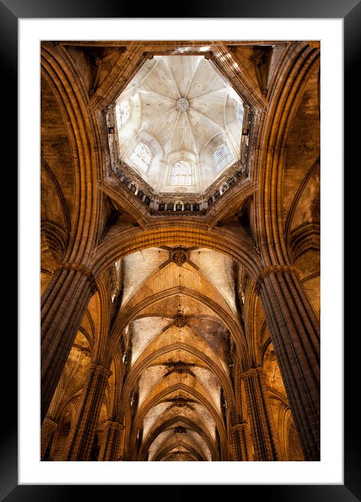 Gothic Vault In Barcelona Cathedral Interior Framed Mounted Print by Artur Bogacki