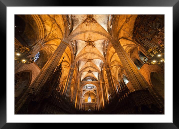 Interior of the Barcelona Cathedral Framed Mounted Print by Artur Bogacki