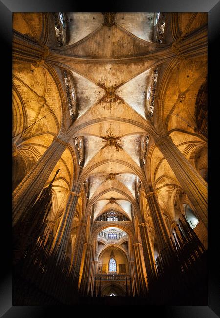 Barcelona Cathedral Gothic Interior Framed Print by Artur Bogacki