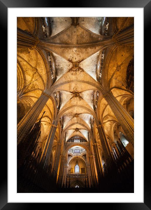 Barcelona Cathedral Gothic Interior Framed Mounted Print by Artur Bogacki