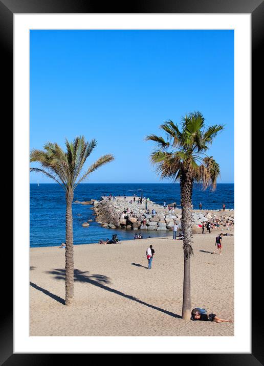 Barceloneta Beach and Pier in Barcelona Framed Mounted Print by Artur Bogacki