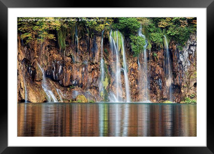 Waterfall and Reflections in Water Framed Mounted Print by Artur Bogacki