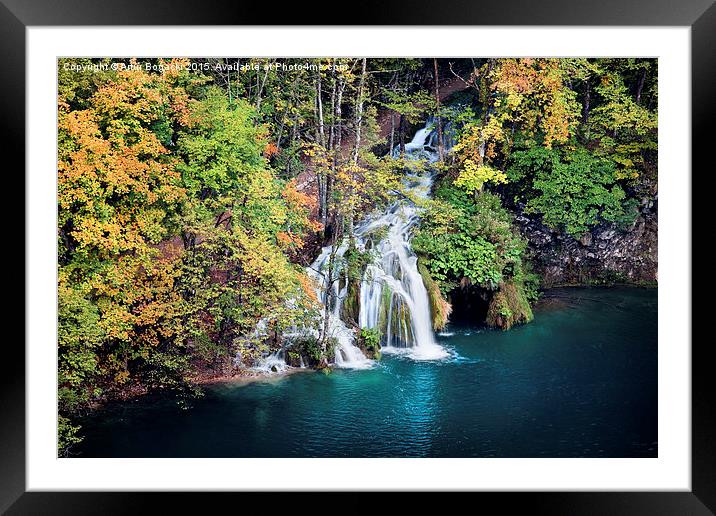 Waterfall and Lake in Autumn Forest Framed Mounted Print by Artur Bogacki