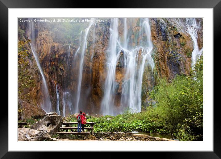 Waterfall Framed Mounted Print by Artur Bogacki